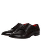 Black Calfskin Leather Derby Men Dress Shoes