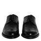 Black Leather Derby Wingtip Formal Shoes