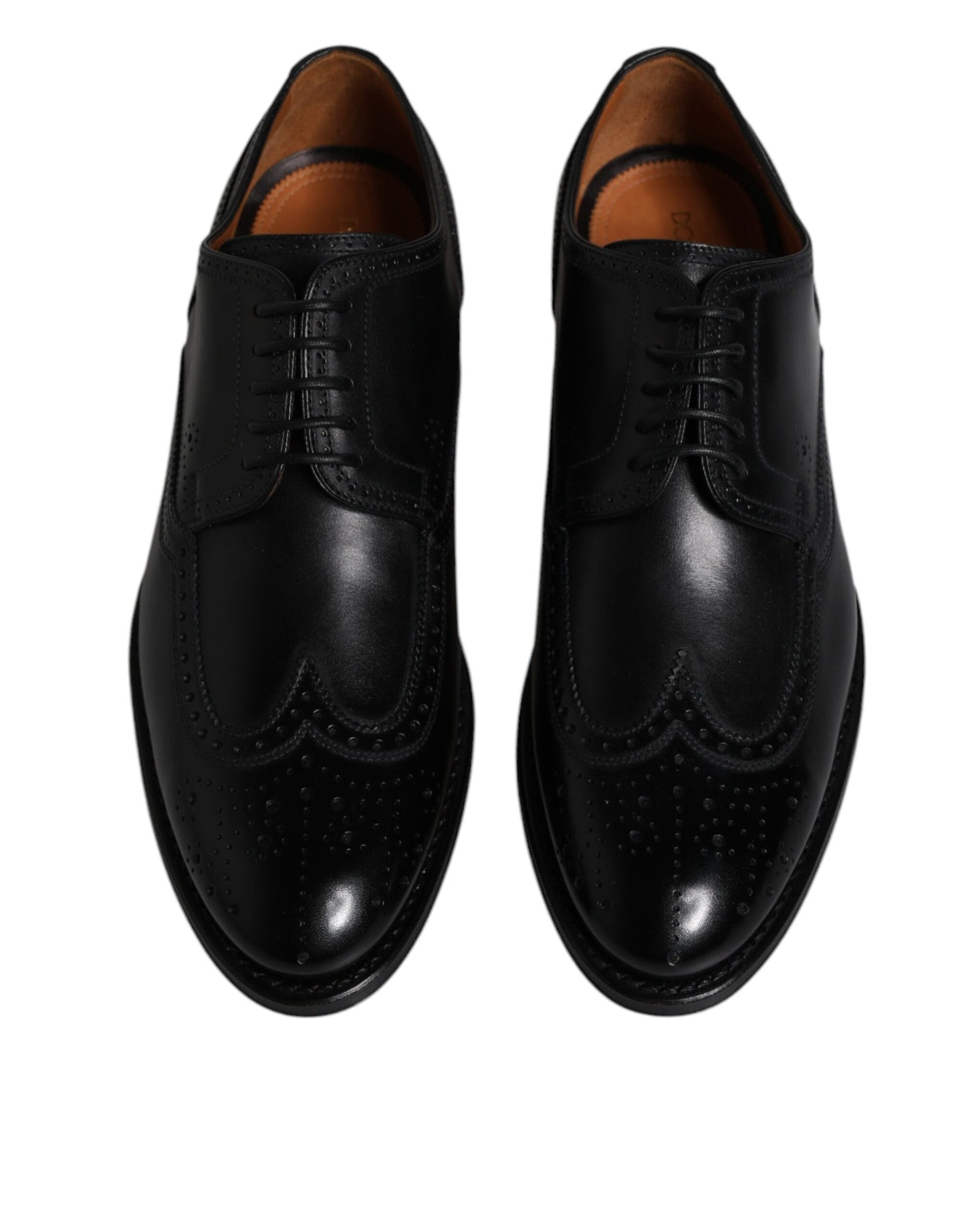 Black Leather Derby Wingtip Formal Shoes