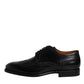 Black Leather Derby Wingtip Formal Shoes