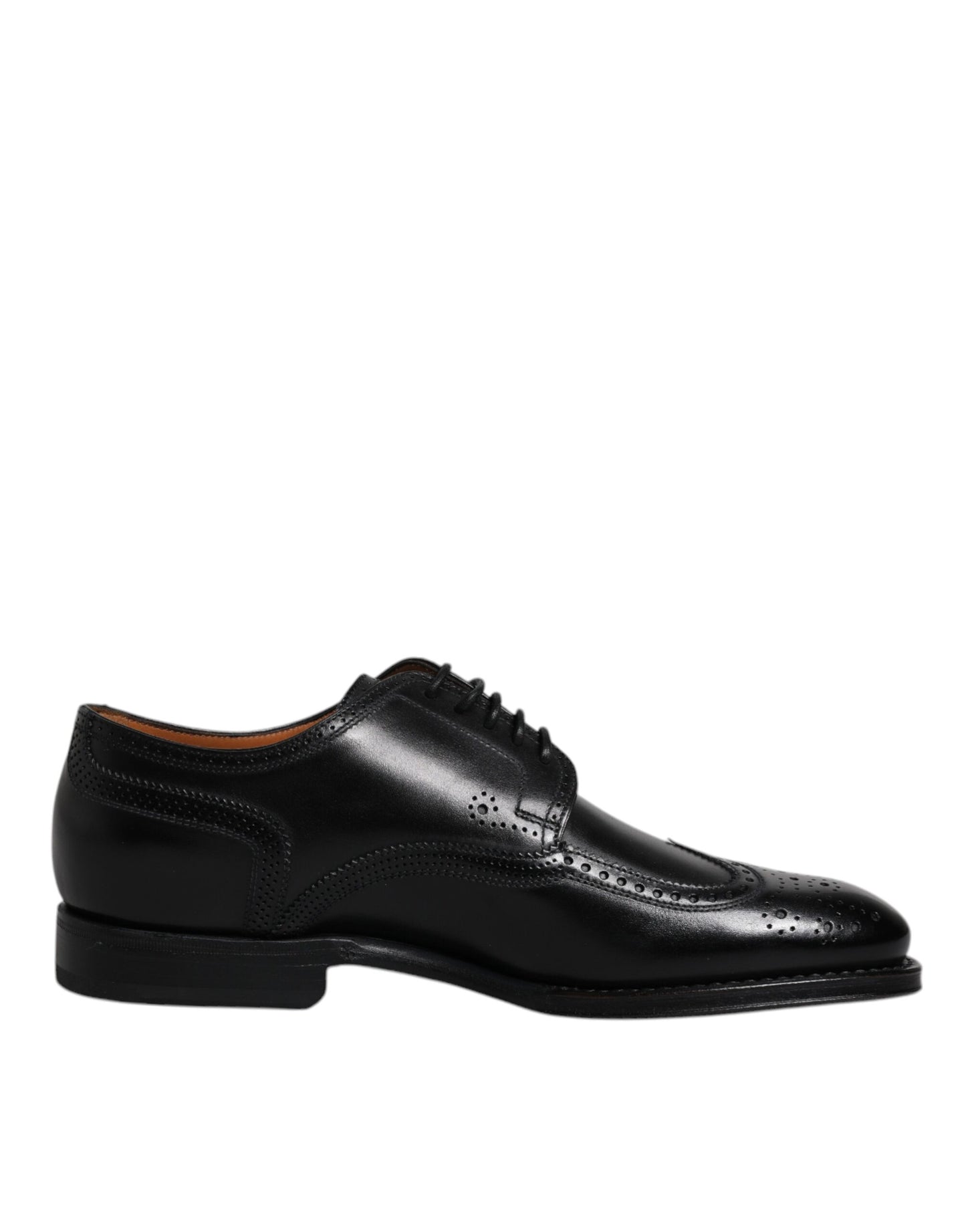 Black Leather Derby Wingtip Formal Shoes