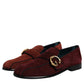 Bordeaux Suede Loafers Formal Men Dress Shoes