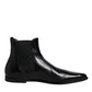 Black Leather Chelsea Men Ankle Boots Shoes