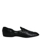 Black Woven Leather Slip On Loafers Shoes