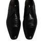 Black Leather Derby Men Formal Dress Shoes