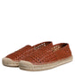 Maroon Woven Leather Men Espadrille Shoes