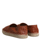 Maroon Woven Leather Men Espadrille Shoes