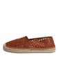 Maroon Woven Leather Men Espadrille Shoes