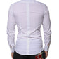 White Cotton Long Sleeve GOLD Dress Men Shirt