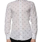 White Printed Cotton Slim Fit Men Dress Shirt