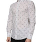 White Printed Cotton Slim Fit Men Dress Shirt