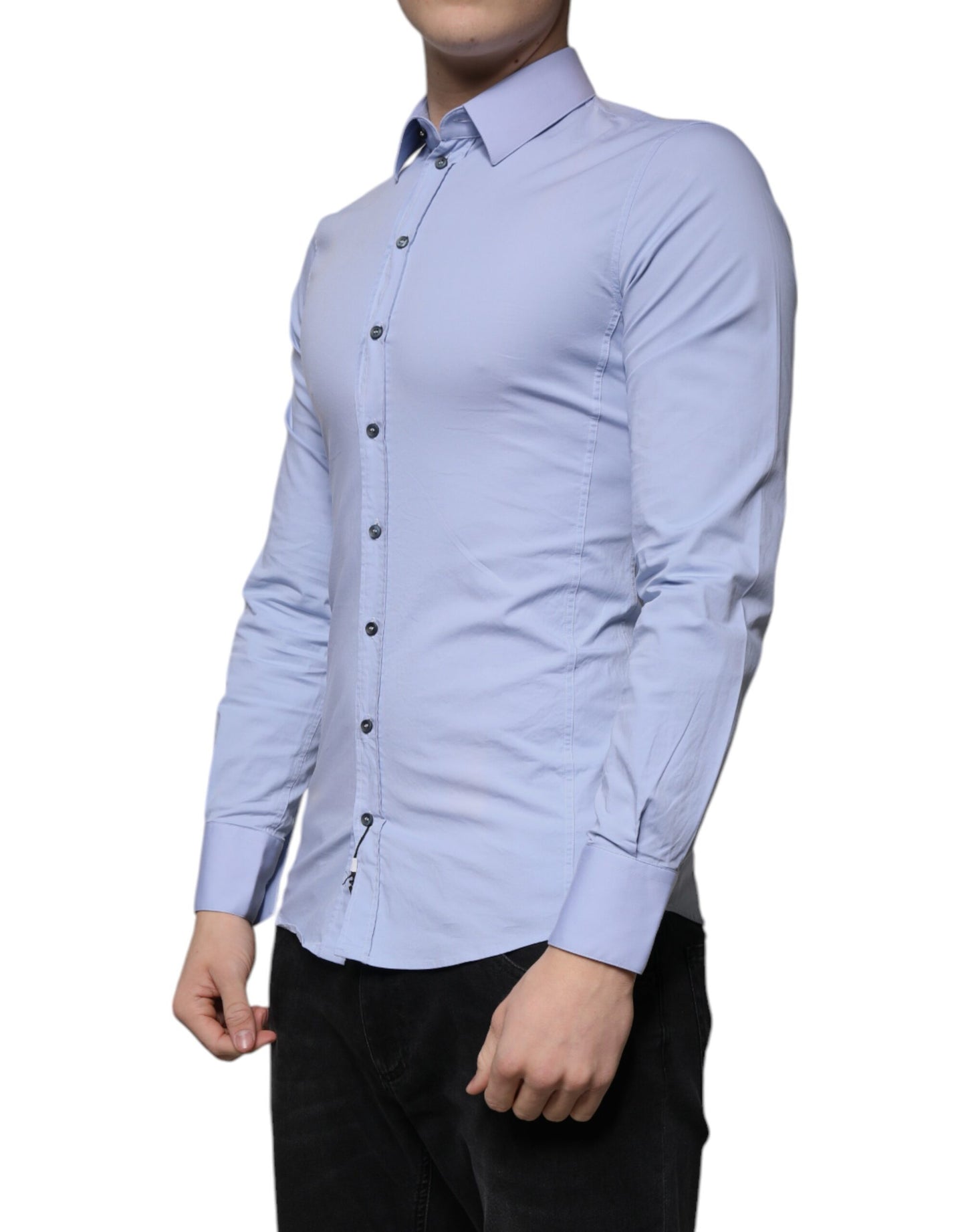 Light Blue Cotton Slim Fit SICILIA Dress Shirt