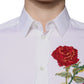 White Floral Embroidery GOLD Men Dress Shirt