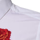 White Floral Embroidery GOLD Men Dress Shirt