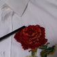 White Floral Embroidery GOLD Men Dress Shirt