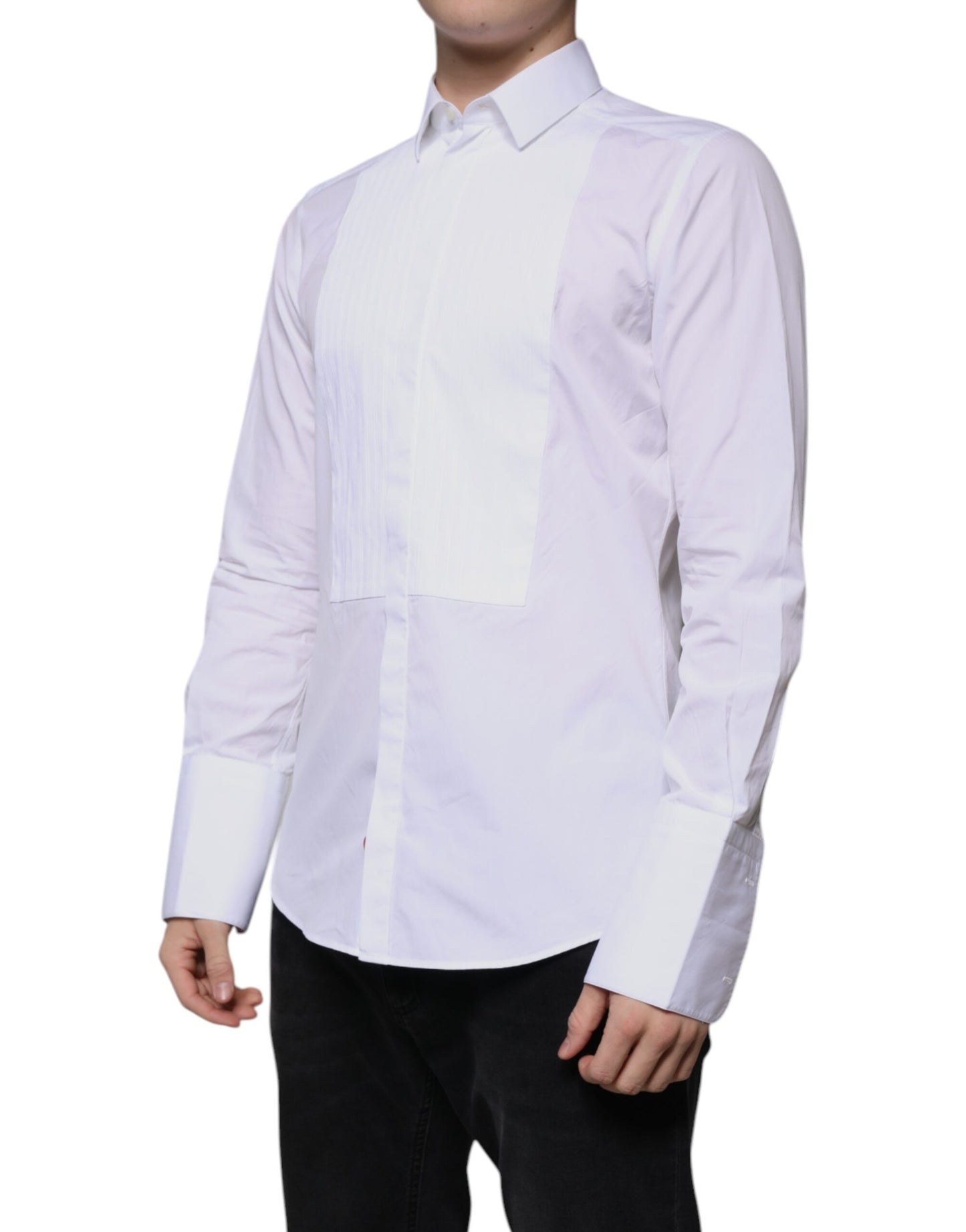 White Bib Cotton Poplin GOLD Men Formal Shirt