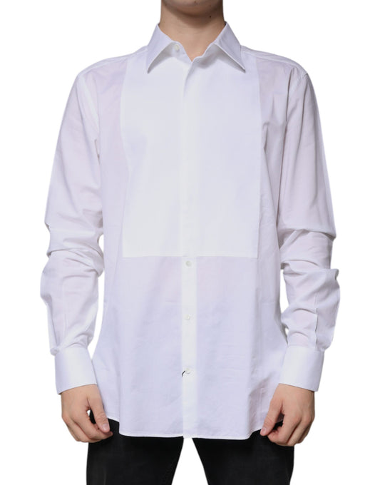 White Bib Cotton Poplin GOLD Formal Shirt