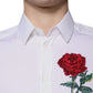 White Floral Embroidery GOLD Men Dress Shirt