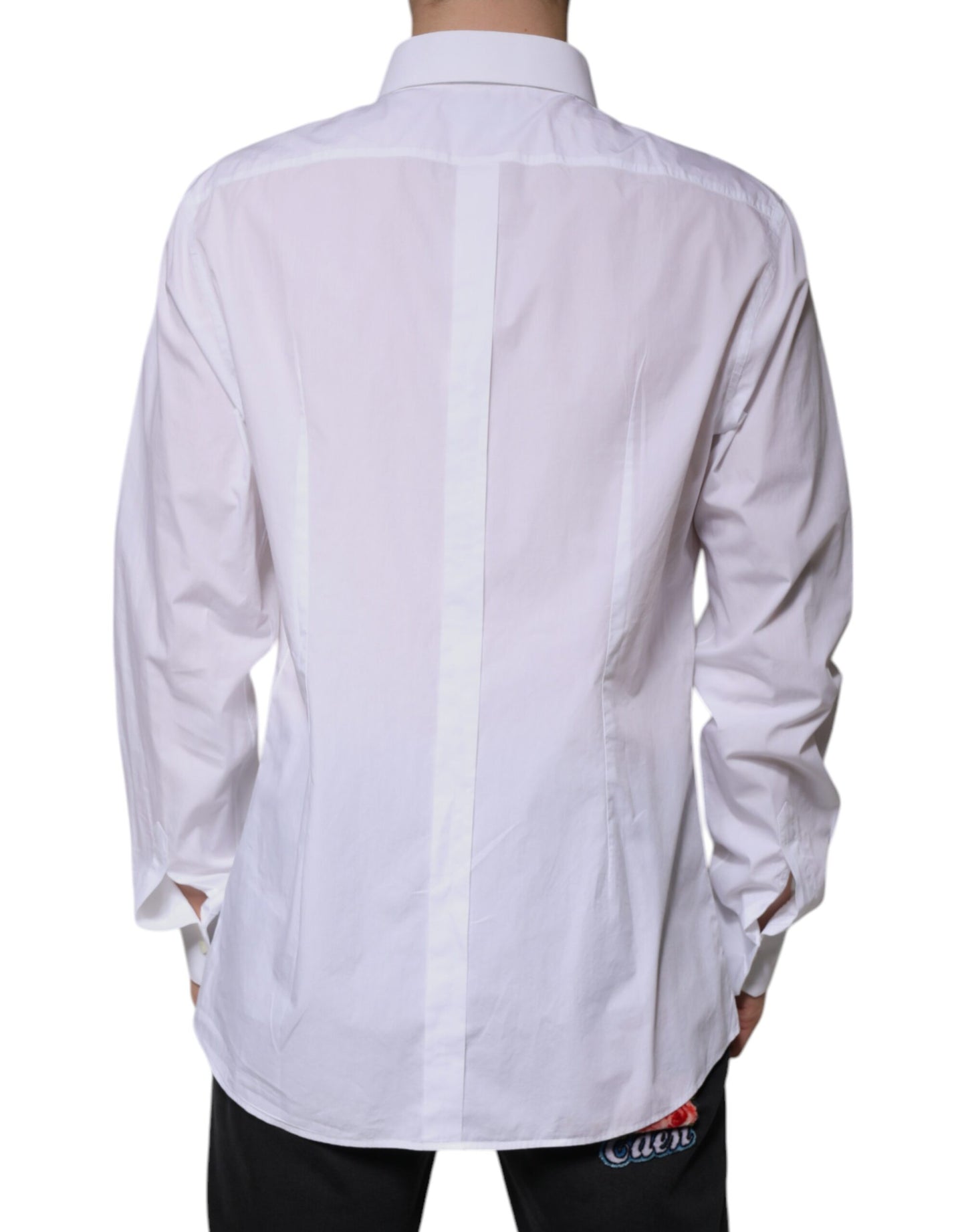 White Logo Cotton Slim Fit GOLD Dress Shirt