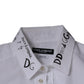 White Cotton Logo Formal Men GOLD Dress Shirt