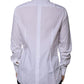 White Cotton Logo Formal Men GOLD Dress Shirt