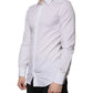 White Cotton Formal Men GOLD Dress Shirt