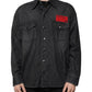 Black Logo Cotton Button Down Denim Shirt