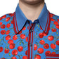 Blue Cherry Cotton Collared Men Polo T-shirt