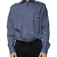 Blue Logo Long Sleeve Button Down Casual Shirt