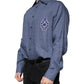 Blue Logo Long Sleeve Button Down Casual Shirt