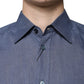 Blue Logo Long Sleeve Button Down Casual Shirt