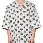 White Heart Print Short Sleeve Casual Shirt