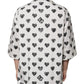 White Heart Print Short Sleeve Casual Shirt