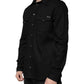 Black Cotton Collared Button Down Shirt