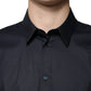 Black Cotton Blend Formal GOLD Dress Shirt