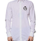 White Cotton Logo Formal Men GOLD Dress Shirt