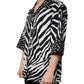 Black White Zebra Button Down Oversize Shirt