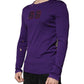 Purple Cotton Round Neck Pullover Men Sweater