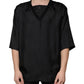 Black Cotton Square Neck Short Sleeve T-shirt