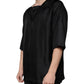 Black Cotton Square Neck Short Sleeve T-shirt