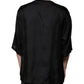 Black Cotton Square Neck Short Sleeve T-shirt