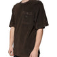 Brown Cotton Crew Neck Short Sleeves T-shirt