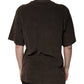 Brown Cotton Crew Neck Short Sleeves T-shirt