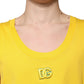 Yellow Cotton Round Neck Sleeveless T-shirt