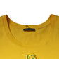 Yellow Cotton Round Neck Sleeveless T-shirt