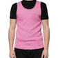 Pink Cotton Round Neck Sleeveless T-shirt