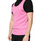 Pink Cotton Round Neck Sleeveless T-shirt