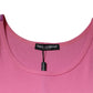 Pink Cotton Round Neck Sleeveless T-shirt