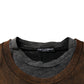 Brown Cotton Crew Neck Sleeveless T-shirt