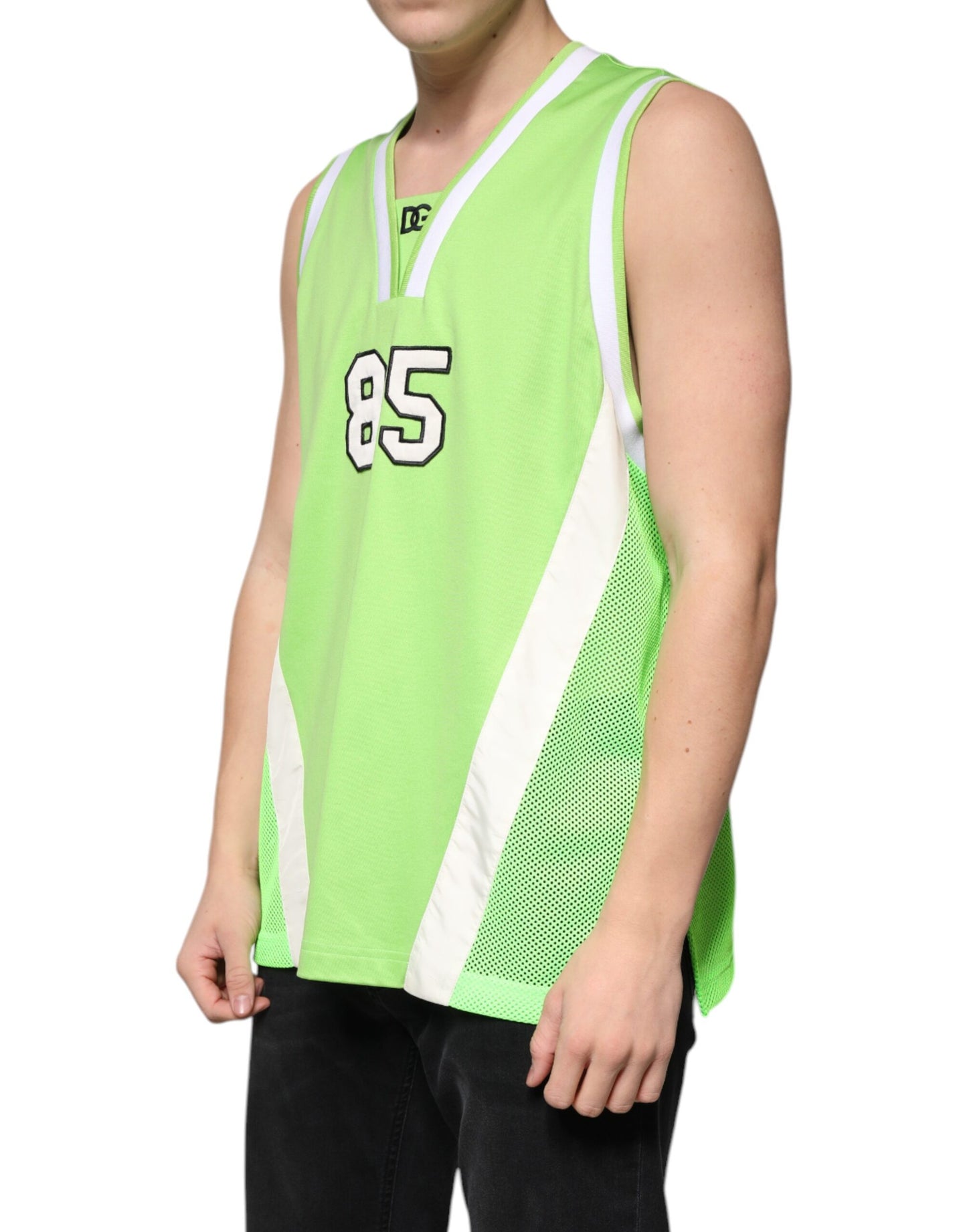 Green Polyester Jersey Sleeveless T-shirt